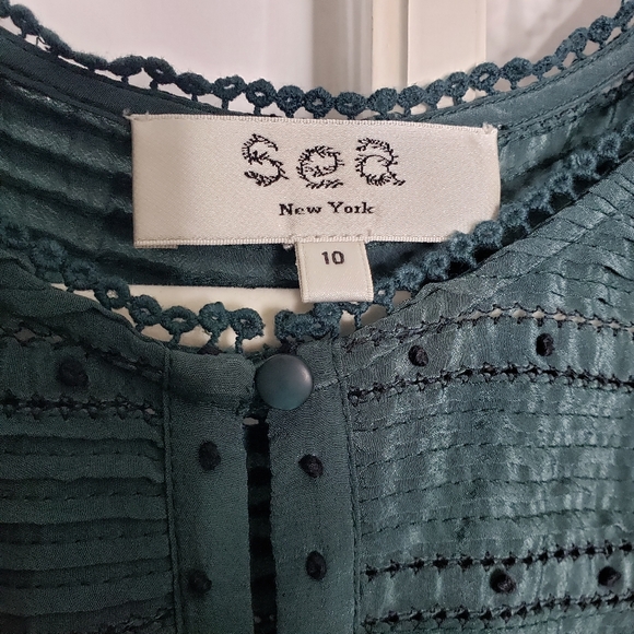 Sea NY Azzedine Flutter Sleeve Whimsical Romantic Fairy Event Holiday Drop Waist - Picture 4 of 17